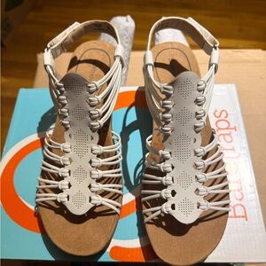 Beige Strappy Women's Sandals - Comfort Footbed